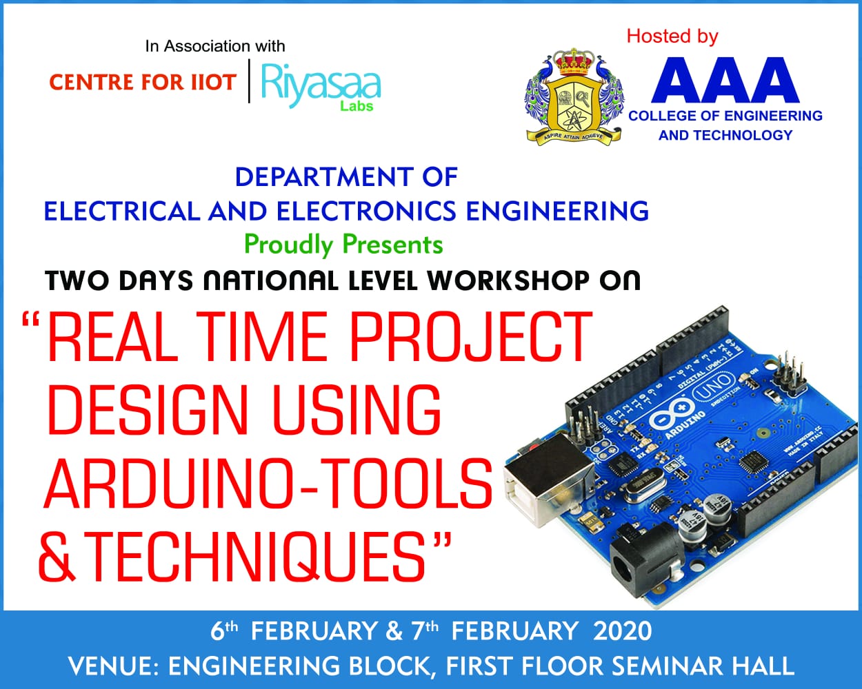 Workshop on “Real Time Project using Arduino Tools & Techniques” on 6th ...